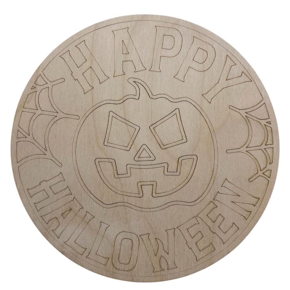 Ready to Paint Halloween Sign - 12" Happy Halloween - 1/8" Plywood - S657